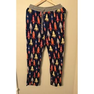 Men's Navy Space Explorer Rockets Little Sleepies Bamboo Pajama pants medium
